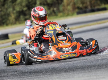 A kart and its driver during a race.