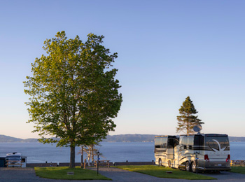 RV set up next to the sea