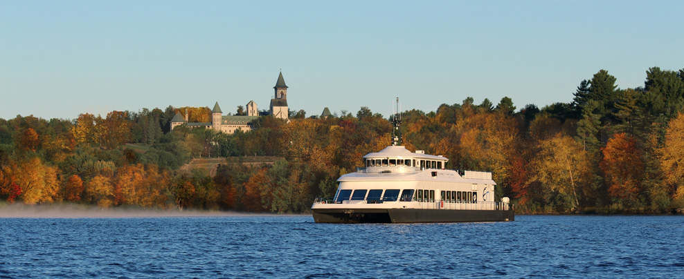 Cruise ship on Lake Memphrémagog in the fall.