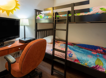 Room with bunk beds for kids.