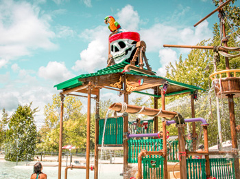 Pirate-themed waterpark structure at Super Aqua Club