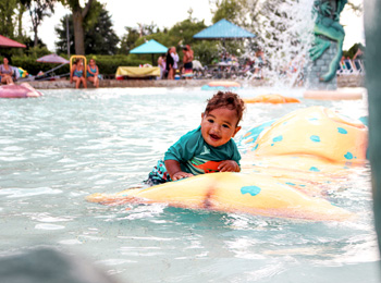 Young boy in the pool at the Super Aqua Club,